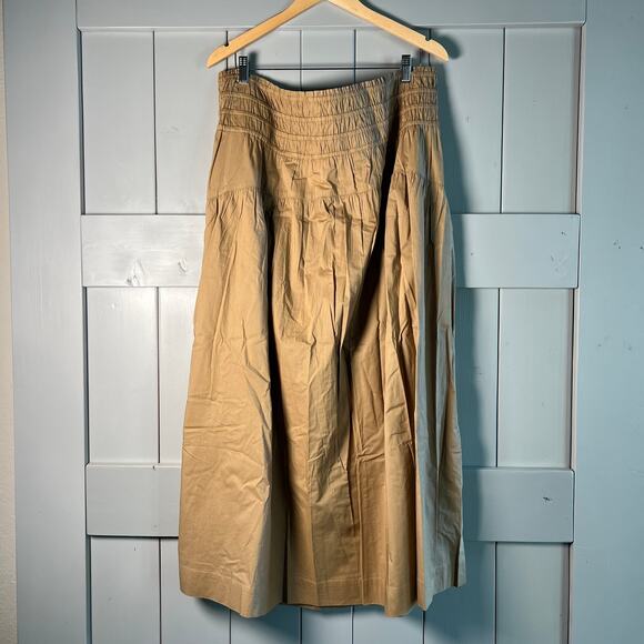 Lucky Brand Smocked Poplin Maxi Skirt in Tan Size XXL NEW - Picture 4 of 8